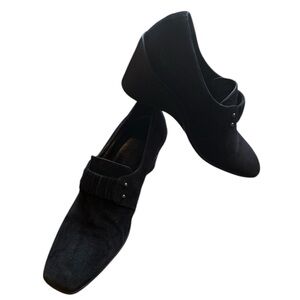 Aquatalia Water Proof Black Suede 3” Wedge Shoes Size 9 MSRP $265